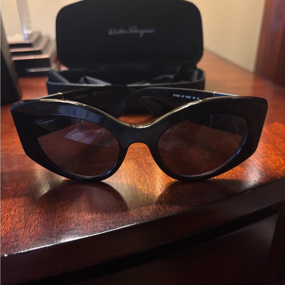 Salvatore Ferragamo Glossy Black Sunglasses